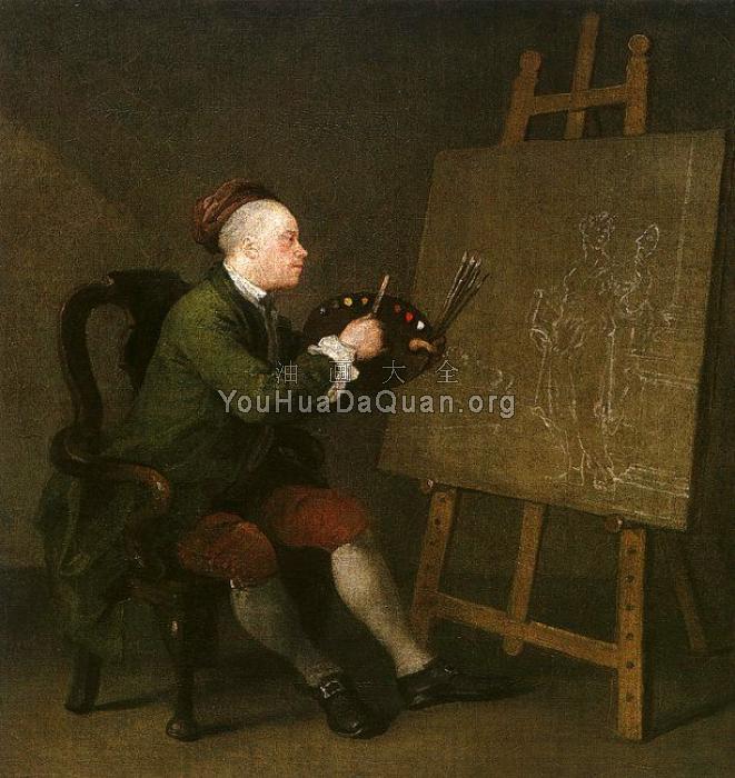 Self Portrait at the Easel - 威廉·荷加斯